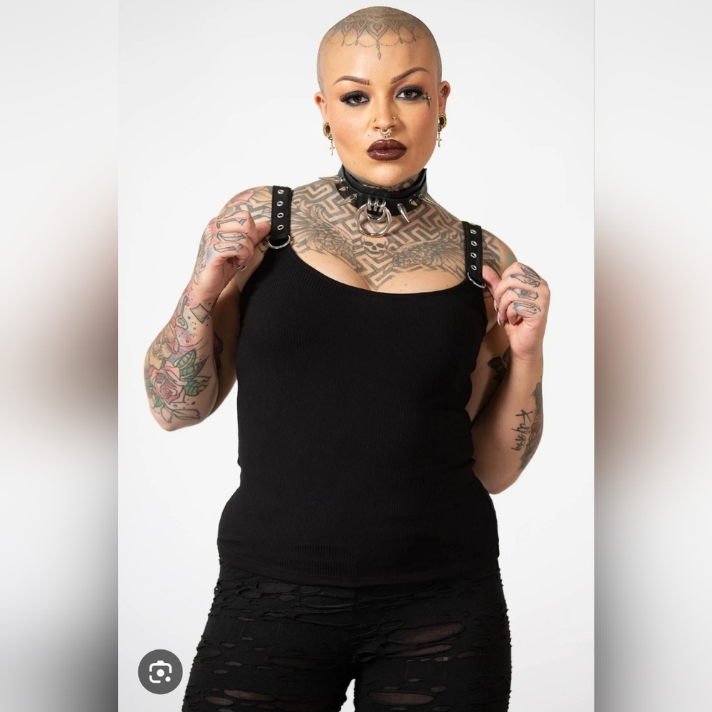MABLE Black Studded Strap Tank Top